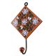 Brown Floral Ceramic Tile Wall Hook